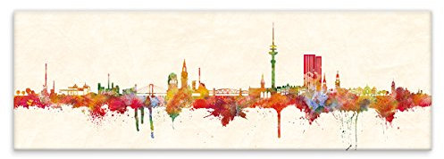 Kunstbruder Skyline Wandbild Städte Color 30x90cm Hamburg - Kunst Druck auf Leinwand