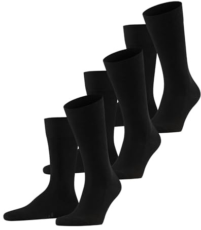 FALKE Airport Multipack M So lana algodón lisos 3 pares, Calcetines Hombre, Negro Black 3000, 41-42