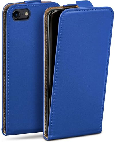 moex Flip Case für iPhone 7 / iPhone 8 Hülle klappbar mit 360 Grad Schutz, Handyhülle mit Displayschutz, PU Leder Handytasche Lederhülle, Flip Case Cover Klapphülle, Dunkelblau
