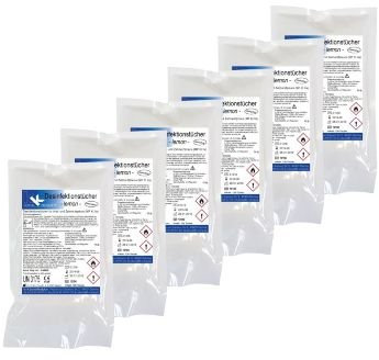 KK Desinfektionstücher Nachfüll-Set | Inhalt: 6 Nachfüllbeutel mit á 120 gebrauchsfertigen Desinfektionstüchern | Verschiedene Duftsorten | Lemon