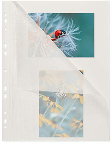 Mashpaper 100 Blatt Fotokarton Weiß mit Pergamin-Schutzblatt 230x297 mm | Fotoblätter mit Eurolochung und Strukturpapier, 220g/qm weißer Spezialkarton, ideal für Fotoalben und Archivierung, 65000420