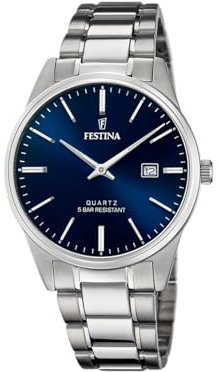 Festina Montre pour Homme F20511/3 Acero Clasico Boîtier en Acier Inoxydable Gris Bracelet en Acier Inoxydable Gris