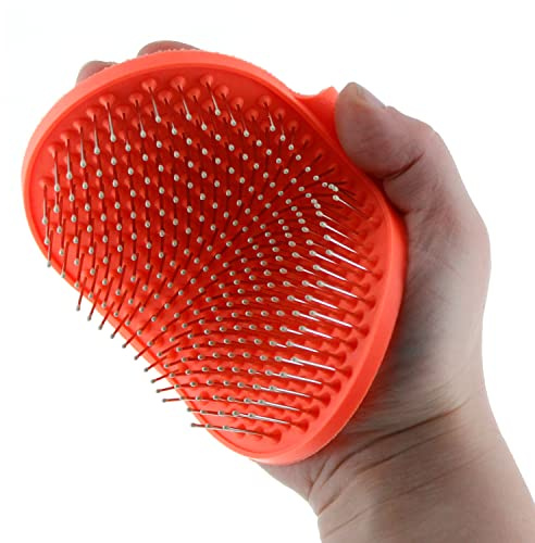 Raw Paws Grooming Brush, 1 ct - Hand-Held Rubber Tipped Pin Brush for Dogs & Cats - Deshedding Dogs with Short Hair & Long Hair - Dog Grooming