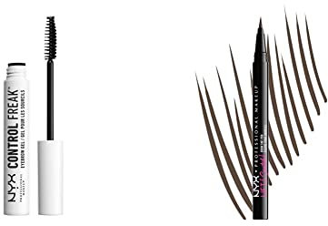 NYX Professional Makeup Augenbrauengel, Control Freak Eyebrow Gel, Klarer Brow Setter und transparente Mascara, 10ml & Augenbrauenstift, Lift n Snatch Brow Tint Pen, Wischfest, Transferfest, Ash Brown