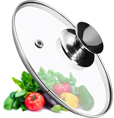 KADAX Coperchio per pentola, coperchio universale in vetro con manico in argento, coperchio resistente al calore in diverse misure, coperchio per padella, coperchio in vetro per pentola (18 cm)
