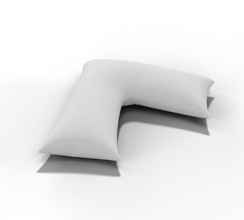 Flannel V Shaped pillowcase- 100% Brushed Cotton Thermal V-pillowcase only-Orthopedic/Pregnency/Nursing pillowcase-Warm Soft Cosy V-pillow cover only in 7 Colors-74x34cm (White)