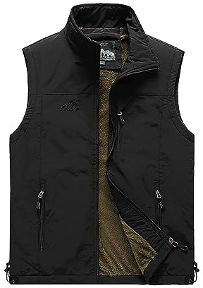 Btmpmcs Chaleco de Invierno para Hombre Chaqueta de Forro Polar Cálido Ligero Deportivos Abrigo de Pesca Exteriores Sin Mangas para Fotografía Al Aire Libre con Multibolsillos