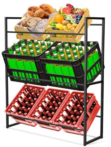 Ixdregan Getränkekistenregal 98x31x114,5cm, Massives Getränkeregal freistehend & stabil - Regal für 6 Getränkekisten aus Metall,Kistenregal Kastenregal Wasserkastenregal Ständer Getränkekisten