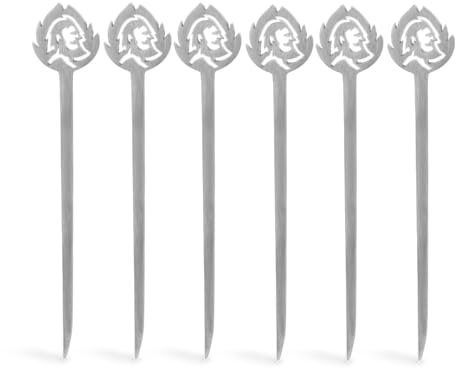 BURNHARD Burgerspieße, 6 Stück, aus rostfreiem Edelstahl, Metallspieße mit breiter Grifffläche, 15 cm lange Schaschlikspieße, als Fleischspieß oder Grillspieß