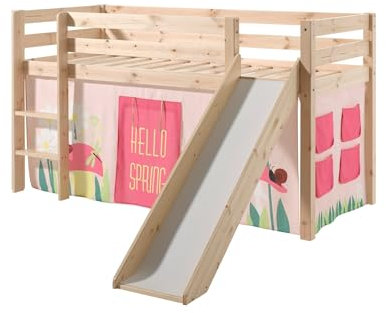 möbelando Spielbett >Pino< in Kiefer massiv Natur - 210x114x218 (BxHxT)