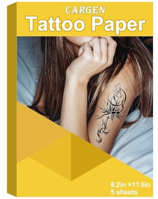 CARGEN Tatueringsöverföringspapper 5 uppsättningar för bläckstråleskrivare laserskrivare, utskrivbart tillfälligt överföringspapper, A4, 8,2 tum x 11,6 tum