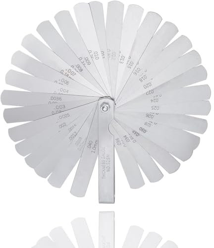 HaoTrade Precision Feeler Gauge, 32 Blades 0.02-1.0mm Stainless Steel Feeler Dual Marked Metric and Imperial Gap Feeler Gauges Measuring Tool for Guitar, Spark Plug, Piston Measure