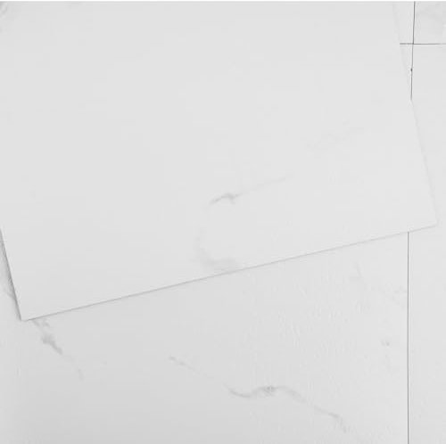 VEVOR Lot de 50 carreaux de sol autocollants en vinyle de 1,5 mm d'épaisseur, texture marbre blanc pour cuisine, salle à manger, chambres et salles de bains, décoration d'intérieur 30,5 x 30,5 cm