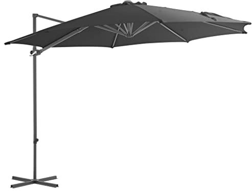 LLEZKBR Ampelschirm Gartenschirm mit Stahlstange anthrazit 300 cm