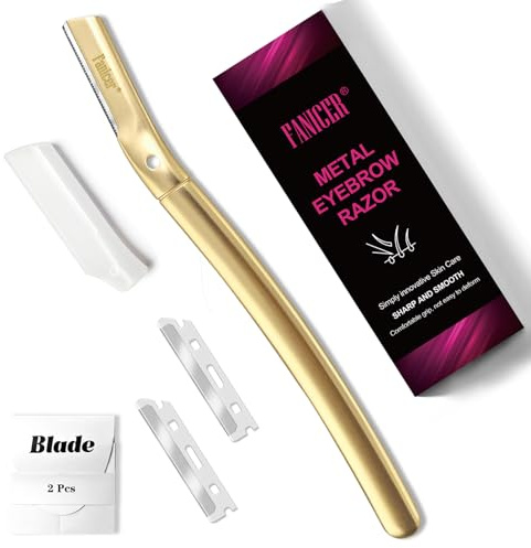 Eyebrow Shaper, Dermaplaning Blades for Face, Eyebrow Razor for Women, Shaver Facial Hair Remover, Exfoliating Dermaplaning Tool, Exfoliating Dermaplaning Tool for Women and Men(Matte Gold)