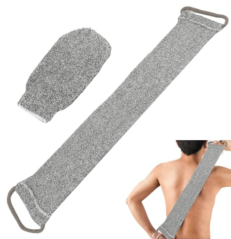 2 PCS Rückenschrubber Für Dusche Bambusfaser Peeling Scrubber Schwamm, Effektive Reinigung Und Sanftes Peeling Für Gesunde Haut, Grau Rückenwaschband Massagehandschuh, Peeling Duschtuch