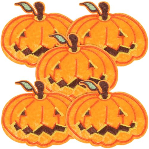 SUPVOX Cloth Patch 5Pcs Halloween Pumpkin Sew on Embroidered Applique for Clothes Decoration Iron on Patches for Shirts Jeans Bags