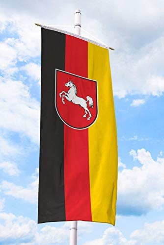 Deitert Bundesland-Flagge Niedersachsen –80x200 cm Niedersachsen-Fahne mit Wappen, Bannerfahne aus reißfestem Polyester