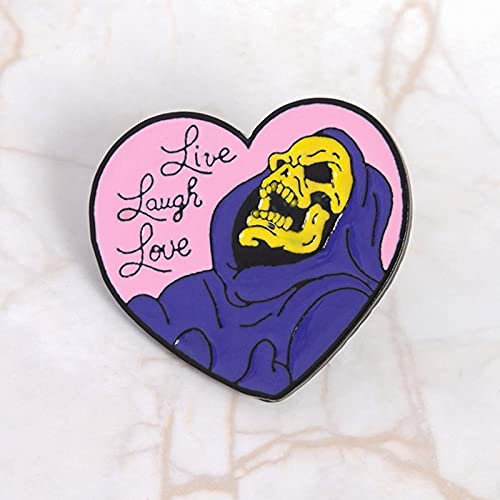 Herz Skelett Emaille Pin Leben lachen Liebe Brosche Rucksack Kleidung Anstecknadel Punk Schmuck Geschenk für Freunde