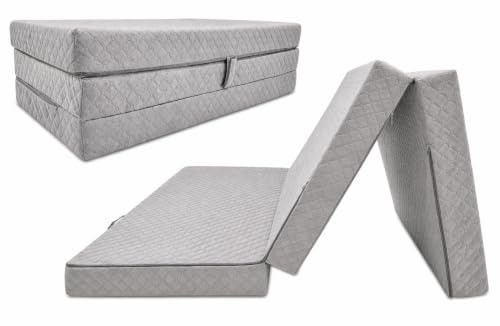 Odolplusz Premium Klappmatratze faltbar klappbar Gästematratze - Made IN EU - 200x120x10cm - als Matratze Gästebett einsetzbar (Grau)