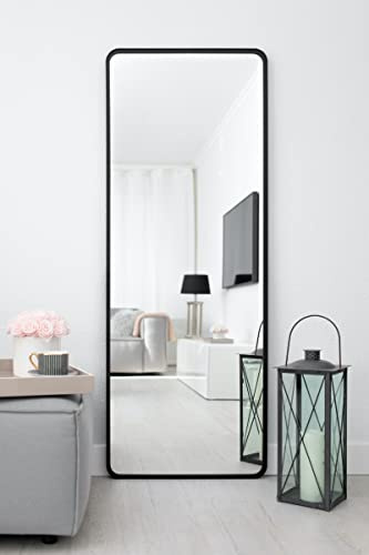 MySpiegel.de Rechteckiger Wandspiegel mit Alurahmen in Schwarz 60 x 160 cm