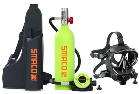 SMACO Tauchen Sauerstofftank Geeignet zum Sporttauchen 1L Mini-Tauchflasche Unterstützen Sie 15-20 Minuten Unterwasseratmung (Nicht Mehr als 100 ft) S400 Unterwasseratemgerät Tauchzylinder Zum Tauchen