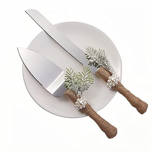 Juego de cuchillos para tartas de boda, estilo rural, acero inoxidable, boda, fiesta, Acción de Gracias, Navidad (M)