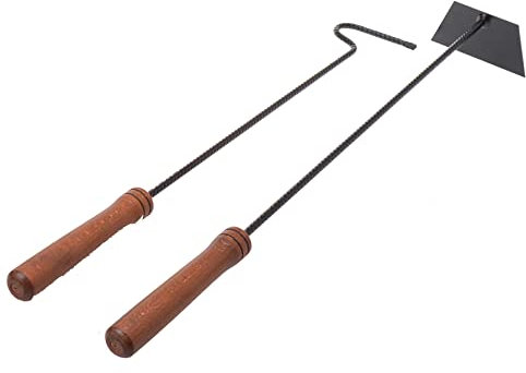 Aqbau® Kaminbesteck Set 2tlg. Mit Schürhaken und Aschekratzer Schwarz Kaminzubehör Modern, Kamin Besteck, Kaminwerkzeug, ofen zubehör, kaminwerkzeug, kaminbesteck einzeln