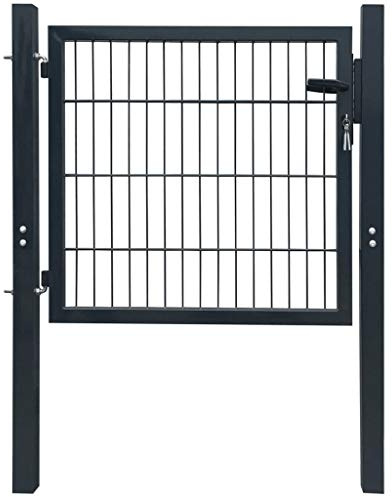 WIFESE Zauntor Gartentor Anthrazit 105x150 cm GartentüR Gartenzaun Doppelstabmattenzaun Gartenzaun Komplettset Doppelstabmattenzaun Tor GartentüRschloss