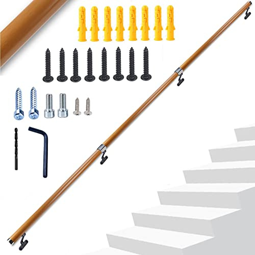 Dakzhou 9.91Ft Wooden Handrail Resin Non-Slip Stair Handrail Wall Mounted Handrail Indoor Outdoor, Comfortable Barrier-Free Stair Handrail for Elderly 1.97 Round