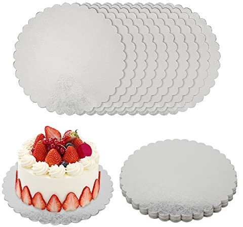 JAPCHET 20 Pack 12 inch Round Cake Boards, 30cm Silver Cake Circle Base Boards for Wedding, Birthday
