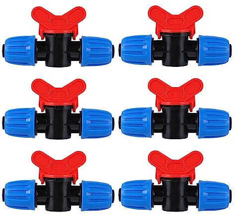 Valve D'arrêt D'irrigation Goutte à Goutte à Manchon 1/2 Carte Avec Verrouillage Pouce (Diamètre Extérieur 0620, Diamètre Intérieur 0520), 6 Pièces Bleu