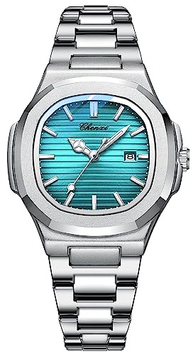 Tiong Damen Uhren,Damen Analog Quarz Armbanduhr mit Edelstahlarmband，Leuchtende wasserdichte Armbanduhr