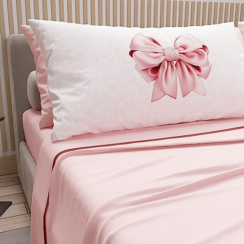 PETTI Artigiani Italiani - Lenzuola in Cotone con Federe in Stampa Digitale, Lenzuola Letto Singolo, Completo Letto Singolo, Rosa, 100% Made in Italy