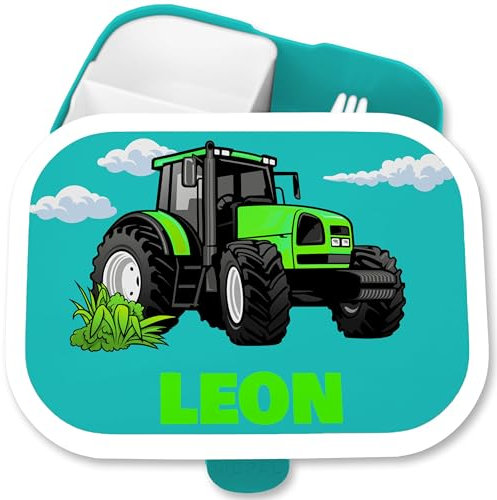 Brotdose Kinder Campus für Mepal - Traktor Schlepper Zugmaschine Trecker - 750 ml - Türkis - vesperdose kindergarten personalisierte geschenke schulkind bulldog grüner jausenbox alles ein name
