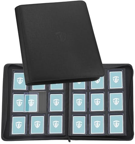 TCGUARD Sammelkarten Album für 216 Karten, 9 Fächer Binder mit Hüllen für 3x4 Rigid Toploader Card, Trading Card Binder für TCG, MTG-Karten, Kartensammelalben (Schwarz)