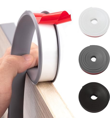 U-Shape Self-Adhesive Furniture Edging Strip, TPE Edge Banding, Grey 16x5m | Strong Adhesion Prevents Peeling, Cuttable & Flexible, Tool-Free Peel & Stick, Edge Trim for Cabinets Tables Chairs Shelves