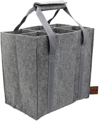 UNUS Flaschenträger 6 Flaschen 27x18 cm Flaschenhalter Flaschentasche | Filz Bottle Bag Flaschen Tasche Filztasche Weintasche Tasche