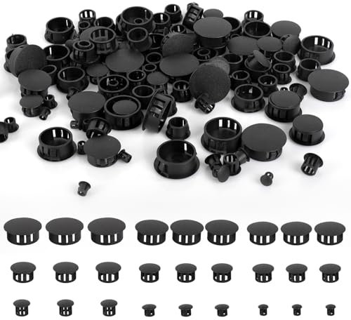 Dncvb 9 Größen Abdeckkappen für Bohrlöcher 135 Stück Blindstopfen 6/8/10/13/14/16/20/22/25mm Kunststoff Lochstopfen Möbel Lochabdeckung Schwarz Schraubenabdeckung für Schränke Maschinen Möbel