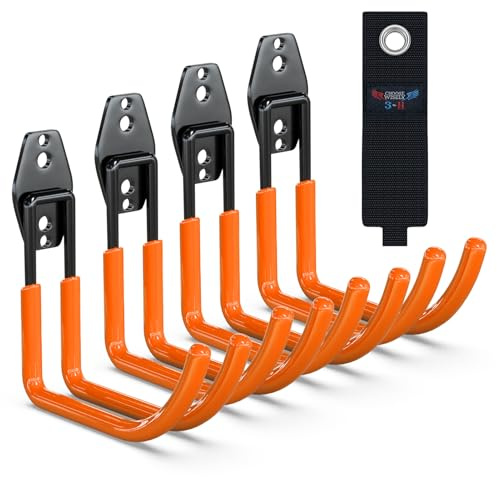 3-H Heavy Duty Hose Holder Wall Mount for Garden, 4-Pack Hose Hook with 3 Reinforced Welding Points & Non-Slip PVC Coating, Indoor/Outdoor Garden Hose Holder for Garage, Yard, Shed