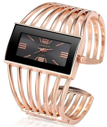 CANSNOW Stilvolle Damen Spangenuhr Uhren Damen Armreif Armbanduhr Armspange Damenuhr mit elegantem Metall-Armband