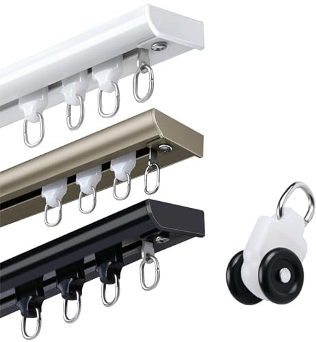 HeavyDuty Deckenhalterung, Vorhangschiene für Wohnzimmer, Schlafzimmer, Trennwand, Weiß, 100 cm