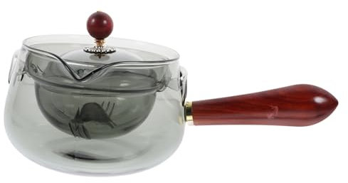 Garneck Rotating Pot Side Handle Design Glass Tea Pot for Loose Tea Infuser Heat Resistant Traditional Teapot for Home