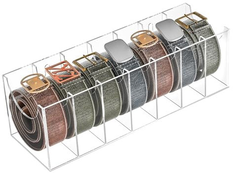 Sezanrpt 7 Fächer, Acryl-Gürtel-Organizer, Krawatten- und Gürtel-Organizer für Schublade