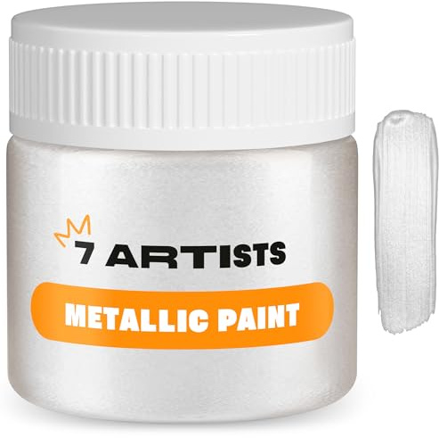 Acrylfarbe Perlweiß Metallic 50 ml – Professionelle Perlmutt Weiß Acrylfarbe mit Glitzer Effekt für Basteln & Malen | Glitzerfarbe für Holz, Leinwand, Ton & Stein | Acrylfarben Metallic Einzeln