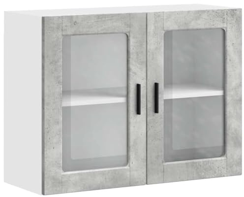 vidaXL Kitchen Wall Cabinet with Glass Door Porto Concrete Grey