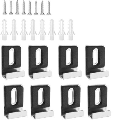 PARFCO 8 Piezas Soporte Espejo Pared, Clips de Espejo Sin Marco, Soporte Espejo Pared Clips Colgar Espejo de Metal, con Tornillos y Tubo Expansión, para Marcos Fotos, Espejos