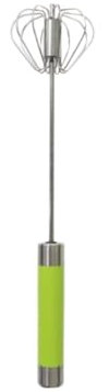 LIANGGM Batidor Varillas Cocina Batidor De Huevos con Varilla De Empuje De Acero Inoxidable Batidor Manual Batidor De Huevos Semiautomático Barillas Batir Batidor De Huevo(Grün,12inh)