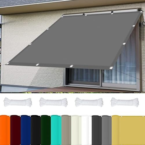 Set di pali per vela ombreggiante, 2,5 x 5,5 m, blocco UV, tenda da giardino per feste all'aperto, patio, tessuto in poliestere grigio chiaro, kit di parasole durevole