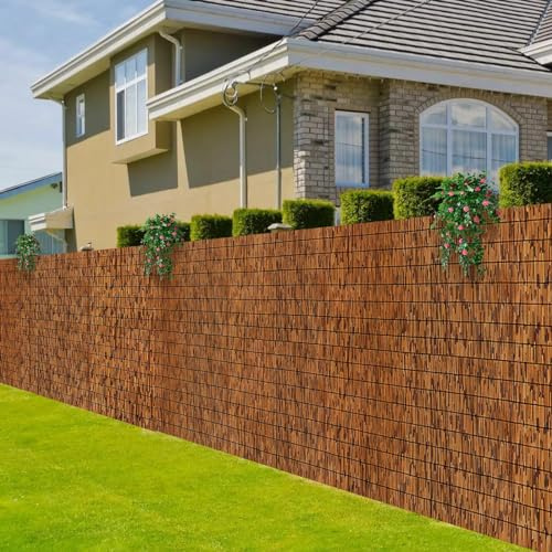 MOOKNAT 2 Pack Natural Reed Fence,6FT X 16.4FT Bamboo Fencing Privacy Reed Screening for Outdoor, Gallery, Restaurant, Hotel, Patio (Brown)